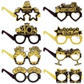 Set di 8 occhiali per festa del 40° compleanno in carta glitterata nera e oro - 40° Compleanno