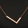 Elegant rose gold necklace with a minimalist geometric vertical bar pendant on fine chain - Rose Gold L