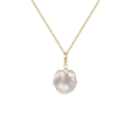 Pendente con perla barocca su catena a serpente dorata con riflessi naturali iridescenti - Collana di Perle Naturali Irregolari