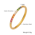 1.5mm thin golden stainless steel ring with rainbow cubic zirconia pavé stones - US 5 / Gold Band With Colorful Rhinestone / Gold