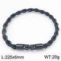 Bracelet chaîne torsadée noire 6mm avec fermoir rotatif, longueur 225mm poids 20g - Style Noir Classique (KB210377-KFC)