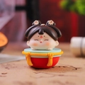 Cute ancient Chinese Tang girl figurine on red drum base for home bedroom decoration - Red Base Roly-poly (1213-9A)