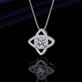 Silver plated necklace with sparkling square radiant cut crystal pendant on black background - Xl-131 [comes With Box And Chain]