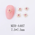 Macro di decorazioni per unghie a stella dorata 7,5x7,5 mm con strass rosa per nail art - Bagliore di Stelle Dorato Strass Rosa (A407) / 7.5*7.5mm