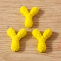 Detail of yellow resin letter Y pendants with 3D rose texture and silver metal loops - Letter Y / 10 Pieces Pack / Yellow