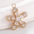 Golden flower pendant with micro-set zircon for DIY jewelry and vintage hairpins - S116-14 Gold White Zircon Flower Accessory