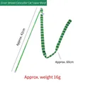Green striped caterpillar cat wand toy with 42cm rod and 60cm plush tail - Green Striped Caterpillar