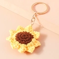 Portachiavi girasole fatto a mano all'uncinetto con petali gialli e anello in metallo dorato - Girasole (Giallo e Marrone)