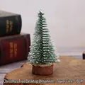 Mini 10cm Christmas tree tabletop decoration with snow-tipped needles and wooden base - 10cm Mini Christmas Tree 1pc