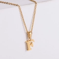 Minimalist 18k gold plated stainless steel necklace with letter F pendant - Letter F