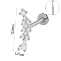 Clou d'oreille en acier inoxydable avec zircons clairs en fleur et filetage interne - Style Rond et Larme (#7)