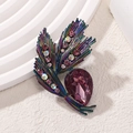 Vintage style butterfly brooch with purple teardrop crystal and rhinestone feathers - Purple Drop Feather Style