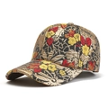 Cappellino da baseball stile graffiti con motivo floreale rosso e giallo su raso dorato lucido - Taglia unica / Jacquard Floreale Oro (Modello 1#)