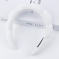 Padded white cloud headband in soft terry cloth with non-slip grip for daily styling - White
