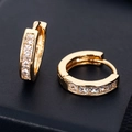 Classic 10mm gold hoop earrings with square-cut CZ zircons for a bohemian style - E277-Square Cut / Gold