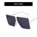 Oversized white square sunglasses with gray lenses in a trendy retro design - Solid White Frame Gray Lens
