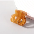 Small amber tortoise shell pattern cellulose acetate hair claw clip with a glossy finish - Basic Hair Claw / Caramel color