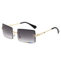 Rimless square sunglasses with grey gradient lenses and slim golden metal frames - Gold Frame Gradient Grey Lens