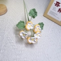 Handmade crochet pansy bouquet with white and yellow flowers and green leaves - Orange