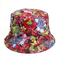 Detail of tropical floral and zebra print fabric on a reversible wide-brim sun bucket hat - Black and White Zebra Tropical Floral (Style F)
