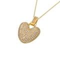 3D gold heart pendant with cubic zirconia and box chain in a minimalist hip-hop style - Gold V