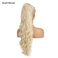Long wavy Beach Blonde drawstring ponytail extension made of premium synthetic fiber - Beach Blonde
