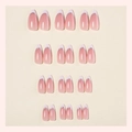 Faux ongles amande French avec base nude, pointes blanches et paillettes argentées - En Boîte (24 Pièces avec Outils) / Paillettes Argentées Françaises Rose Nude (2XB1-14053)