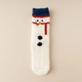 Calcetines de forro polar coral blanco con motivo de muñeco de nieve y detalles en rojo - Talla única / Azul Blanco Muñeco de Nieve