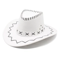 Detail of white western cowboy hat with black decorative stitching and metal eyelets - M (56-58cm) / White