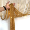 Golden fringe curtain with integrated LED lights for elegant home decoration and dividers - 1x2m / Gold