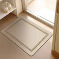 Alfombra de baño rectangular beige de tierra de diatomeas con borde de cuadros - 40x60cm / Lodo de diatomeas - Chen Xi-B