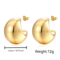 Chunky gold-plated hollow hoop earrings for women, 2.3cm diameter with matte finish - Semi-circle Hollow (MS-003) / Gold