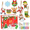 DIY Weihnachts-Diamantmalerei Schlüsselanhänger Set mit 8 Motiven in roter Geschenkbox - Weihnachten Diamant Schlüsselanhänger 9Stk/Box