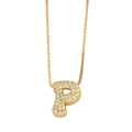 Gold-plated P-letter pendant necklace featuring cubic zirconia and box chain design - Letter P