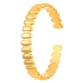 Minimalist gold-plated stainless steel open ring featuring a unique ribbed wave texture - Vertical Ribbed Style (10549)
