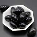 Polished black agate egg stones arranged in a modern white ceramic hexagonal bowl - Obsidian (1pc)