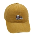 Ginger yellow washed cotton baseball cap with cute puppy embroidery on a white background - M (56-58cm) / Yellow