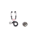 Broche médicale en émail avec cœur rose et stéthoscope avec fermoir papillon argenté - Base Argent Noir