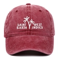 Vintage bordeauxrote Baseballkappe aus gewaschener Baumwolle mit Saint Barth Stickerei - Burgunderrot