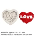 3D-Herz-Rosen-Silikonform für Tortendekoration und Seife mit Love-Schriftzug - Herz Rose LIEBE / Grau