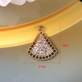 Golden fan-shaped rhinestone pendant for DIY jewelry, measuring 18mm by 21mm - 121 Gold