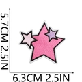 Detail view of pink star embroidered patch with precise dimension measurements in inches - Pink Purple Stars