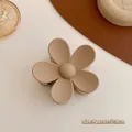 Matte milk tea flower hair claw clip for elegant styling, size approx 7.3cm - Deep Coffee Flower