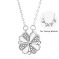 Collana quadrifoglio in argento S925 con madreperla, trasformabile in quattro cuori - Stile Quadrifoglio Magnetico / Oro 18K / Argento