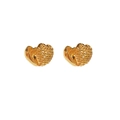 Elegant gold hollow mesh heart hoop earrings with a half-polished vintage finish - ER-08 Hollow Heart Ear Buckle / Gold