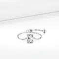 Verstellbarer s925 Silber Kettenring mit einem großen ovalen Zirkonia-Edelstein - Einstellbar Offen / Silber
