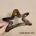 Star-shaped large shark hair claw clip in brown tortoiseshell pattern, 11cm length - Star Amber Coffee-11cm