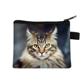 Cute Maine Coon cat printed mini coin purse with zipper and lanyard loop - Maine Coon