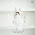 White Christmas angel doll pendant with silver antlers and sequins on a white mesh dress - Antler Girl / White