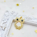 Gold plated owl pendant with white mother of pearl and black onyx eye accents - Owl / Gold